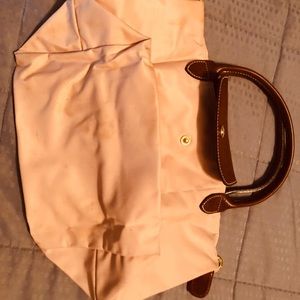 Longchamp Small Le Pilage  top handle tote pink.
